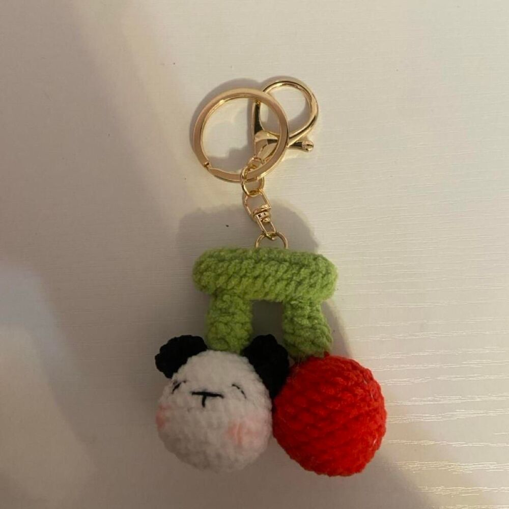 Handmade Crocheted Keychain Panda Cherry